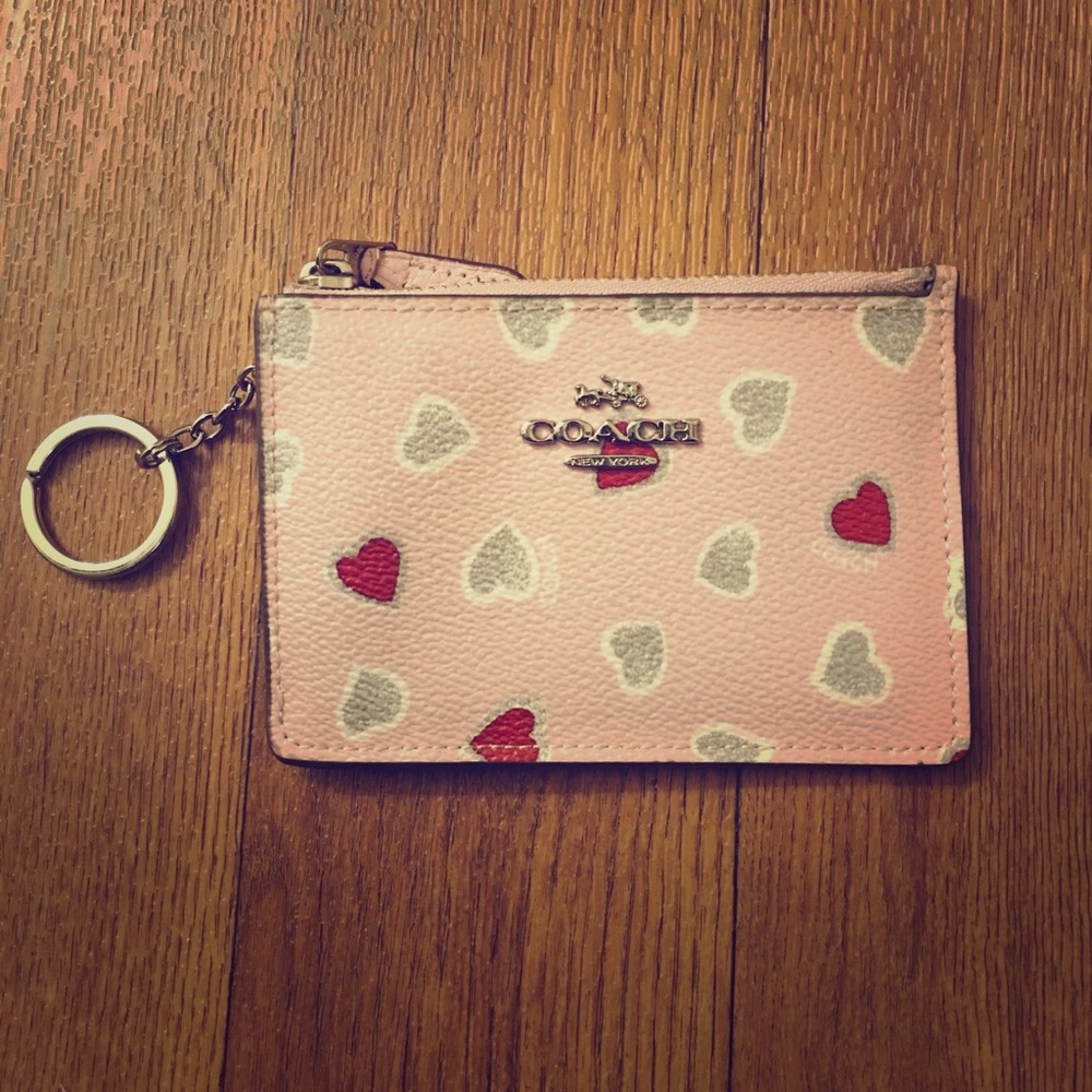 Cute heart coach skinny ID wallet